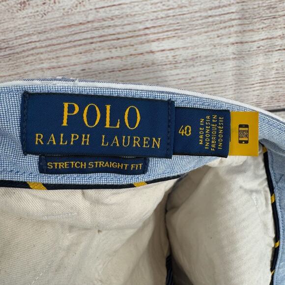 Polo Ralph Lauren Stretch Straight Fit Seersucker Striped Shorts Men's 40 Blue - Picture 6 of 10